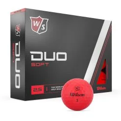 Wilson Staff Duo Soft Golf Balls -Golf Clubs Store WG2006106 9 Duo Soft Red Standard Ball 12PK Vert RT Lockup.png.high res 1280x